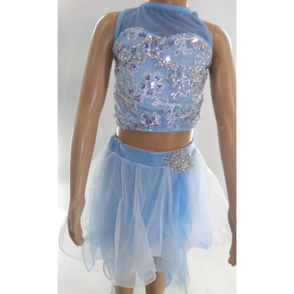 Pre-Owned Dance Costume Medium Child Blue Costume Gallery 17229 Lyrical Ballet